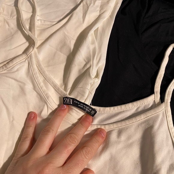 Zara Bundle of 5 Base Tank Tops Black and White Assorted Muscle and Thin Straps - Picture 11 of 11